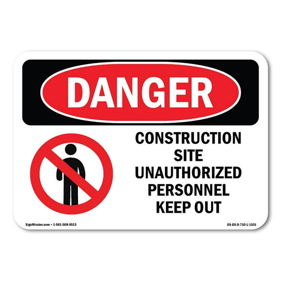 OSHA Danger Sign - Construction Site Unauthorized | Plastic Sign | Protect Your Business, Construction Site, Warehouse & Shop Area |  Made in The USA