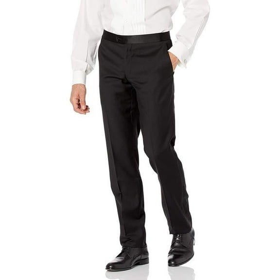 Adam Baker Mens P401 Slim Fit Tuxedo Pants, Black, 38x32