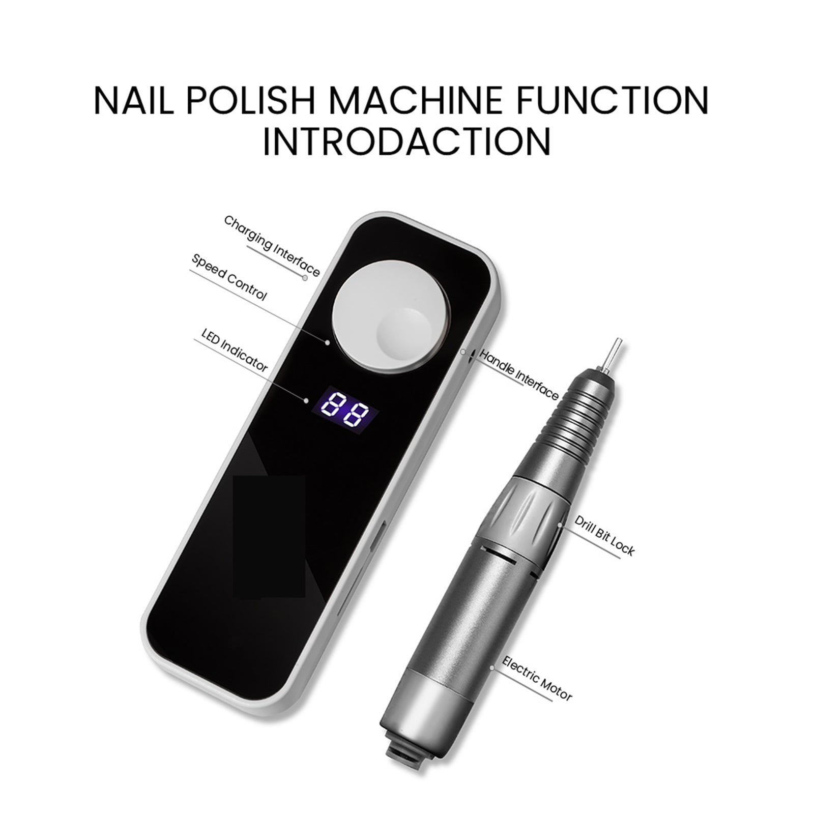 Portable Nail Drill, 35000RPM Electric Nail Drill Machine With Cutter Set Manicur Machin For Manicure Nail Drill Milling Machine Salon Nail Equipment ,Long Lasting