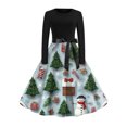 thumbnail image 2 of Christmas Dresses for Women Women's Fashionable And Elegant Autmn And Winter Long-sleeved Round Neck Christmas Print Dress for Holiday Party,Cyan,L, 2 of 5