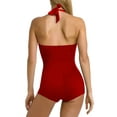 thumbnail image 2 of Pink Queen Women's One Piece Boyleg Ruched Swimsuit Push Up Tummy Control Swimwear Sexy Bathing Suit Red XL, 2 of 5