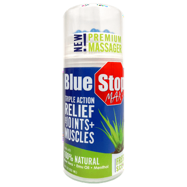 Blue Stop Max Muscle and Joint Relief Gel, Soothes Aches and Discomfort with Massage Applicator, 3.4 oz