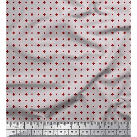 Soimoi Cotton Cambric Fabric Square & Plus Sign Shirting Printed Craft Fabric by The Yard 42 Inch Wide