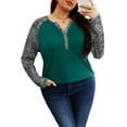 thumbnail image 3 of Gleelist Womens Plus Size Long Sleeve Henley Tops V Neck Casual Loose Fit Shirts Blouses Trendy Clothes XL-5XL, 3 of 8