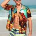 thumbnail image 7 of Honeii Cool Camel Oasis Vibes Print Men’s Hawaiian Shirt,Classic Button-Down Short Sleeve Shirt, for Beach, Vacation, and Outdoor Activities,Medium, 7 of 7
