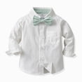 thumbnail image 6 of Kaprioy Baby Boy Winter Clothes Lapel Long Sleeve Button Down Shirt With Bow Tie Adjustable Strap Trousers 2Pcs Formal Outfit Set 3 6 12 18 Months 2T 3T 4T 5T 6T 7T 8T 9T Wedding Dress Clothes, 6 of 9