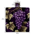 thumbnail image 2 of Grape Portable Canvas Picnic Blanket Waterproof Backing for Outdoor Travel - Foldable and Compact Mat for Camping and Beach - Blue Stripe Pattern - Easy to Clean and Durable Materials, 2 of 6