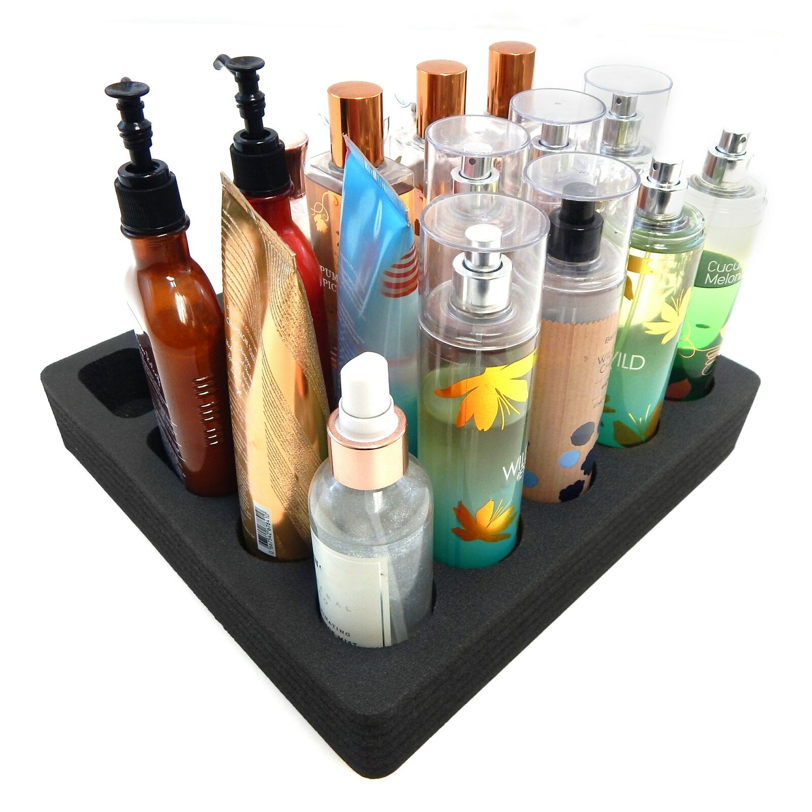Lotion and Body Spray Organizer Vanity Dresser Washable 20 Slot 11.75