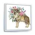 thumbnail image 3 of Designart 'Wolf With Woodland Flowers On White' Farmhouse Framed Canvas Wall Art Print, 3 of 5