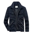 thumbnail image 2 of Lilgiuy New Casual Lapel Casual Sheep Jacket Men's Corduroy Gram Shirt Long Sleeve Hoodless Casual Outwear Jackets Dark Blue（） Fall Fashion for 2022 Spring Winter, 2 of 5