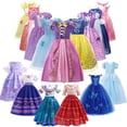 thumbnail image 2 of Vestido de princesa para niñas, disfraz de princesa de chanclas, princesas, princesas y princesas, Rapunzel, Anna y Elsa Fivean unisex, 2 of 2