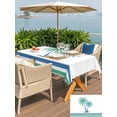 thumbnail image 5 of Outdoor Tablecloth with Umbrella Hole for Patio/Picnic/Party/Camping, Tropical Palm Trees Waterproof Table Cloth Rectangle Table Cover Washable, Summer Coastal Striped Green Teal (60"x 120"), 5 of 9