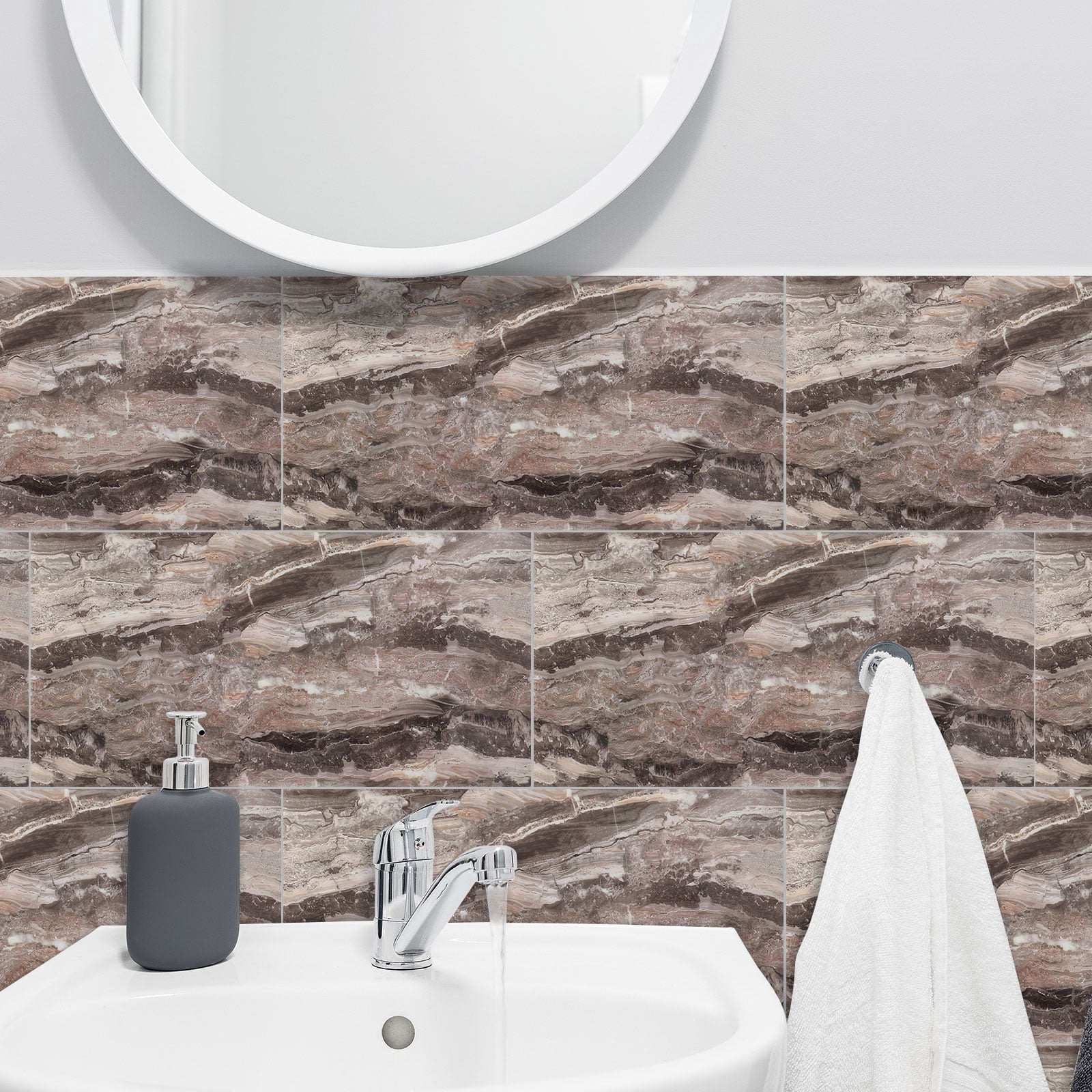 FENGGUIQU 20Pcs 23.58"x11.79" Wall Panels Self-Adhesive Waterproof Marble Pattern Wall Modern Stickers for Bathroom Kitchen Decor