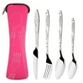 thumbnail image 3 of EGYMEN Stainless Steel Cutlery Set, 4-Piece Travel Utensil Kit for Family Camping, Reusable Tableware with Carrying Case, Durable and Rust-Proof Knife Fork Spoon Combo, 3 of 5