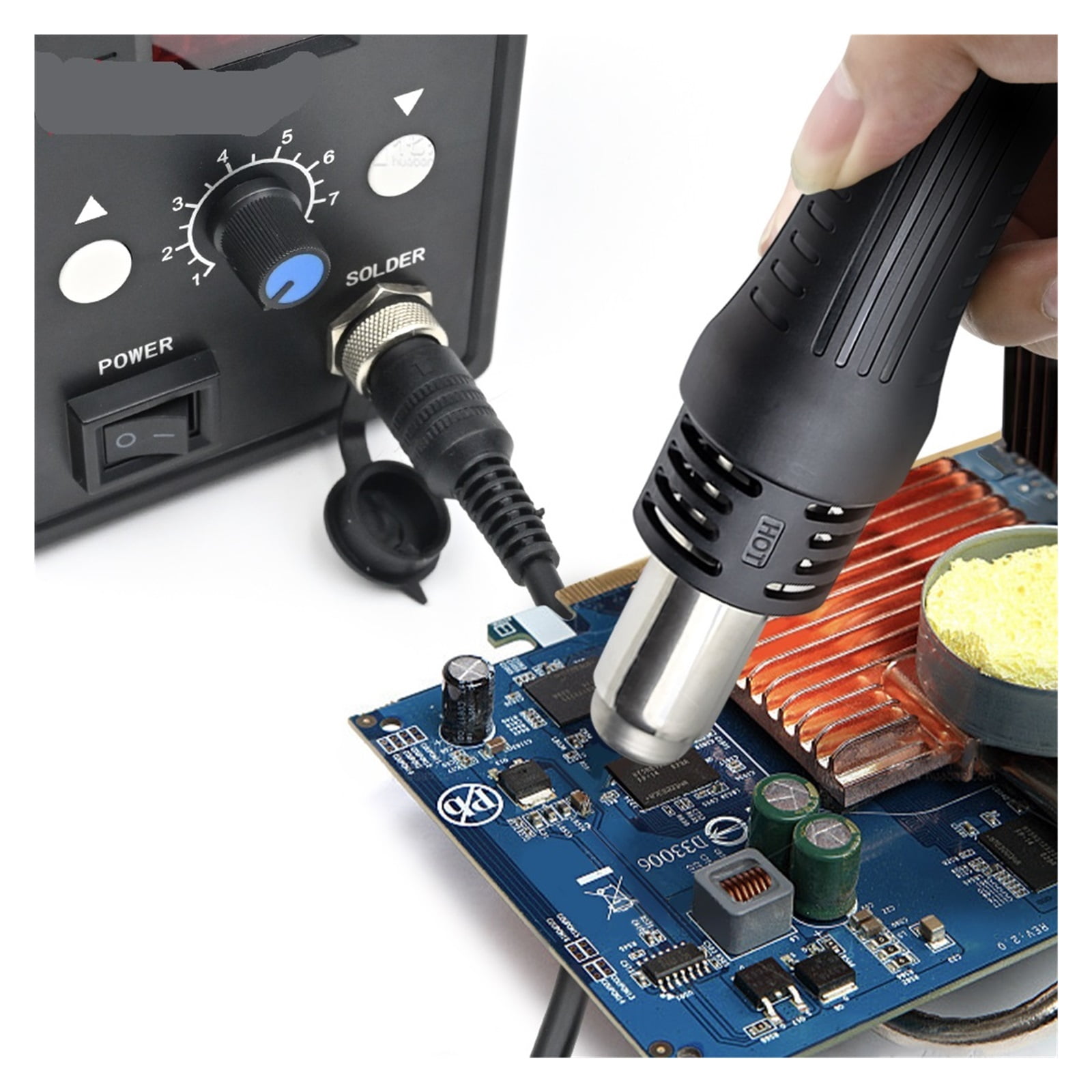 Hot Air Gun 858D BGA Rework Solder Station Heat Gun 700W Adjustable temperature Hair Dryer Electron Welding SMD IC Repair Tools ,Variable Temperature
