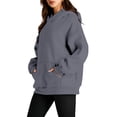 thumbnail image 3 of Chandails à Capuchon Surdimensionnés pour Femmes en Molleton, Chandails en Molleton, Mode d'Automne, Chandails à Enfiler, Vêtements d'Hiver, Gris Foncé, TG, 3 of 9