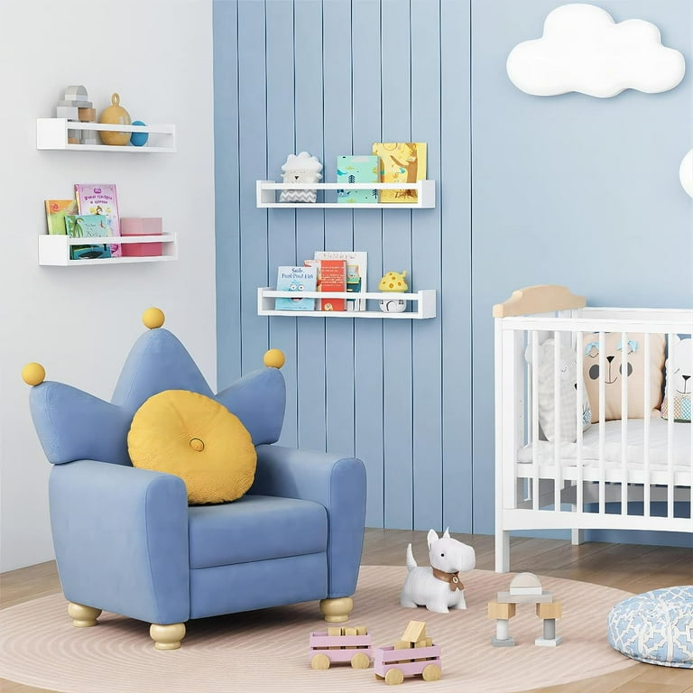 24 Inch Wall Bookshelf for Kids Bedroom Set of 4, White Floating