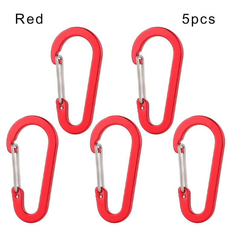1/2/5pcs Aluminum Alloy Multi Tool Outdoor Hook Fishing Acessories Camping  Lock Buckle Fishing Small Carabiner Climbing Snap Clip Keychain Clips RED  5PCS 