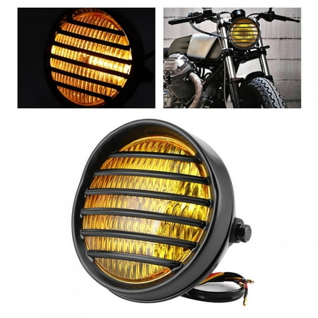 Grille Phare 35w Phare Moto Accessoire 6in Moto Phare Rond Grill Lentille  Couverture 35W Ampoule Halogène Universel Moto Phare
