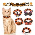 thumbnail image 3 of Halloween Pumpkin Pet Collar with Bat Pattern Adjustable Stretch Rope Decorative Necklace for Dogs and Cats, 3 of 3