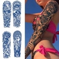 thumbnail image 3 of Etiqueta Engomada Del Tatuaje Brazo Arte Corporal 4 Uds Jesús Manga Completa Pegatinas Calavera Tatuajes Semipermanentes, 3 of 9