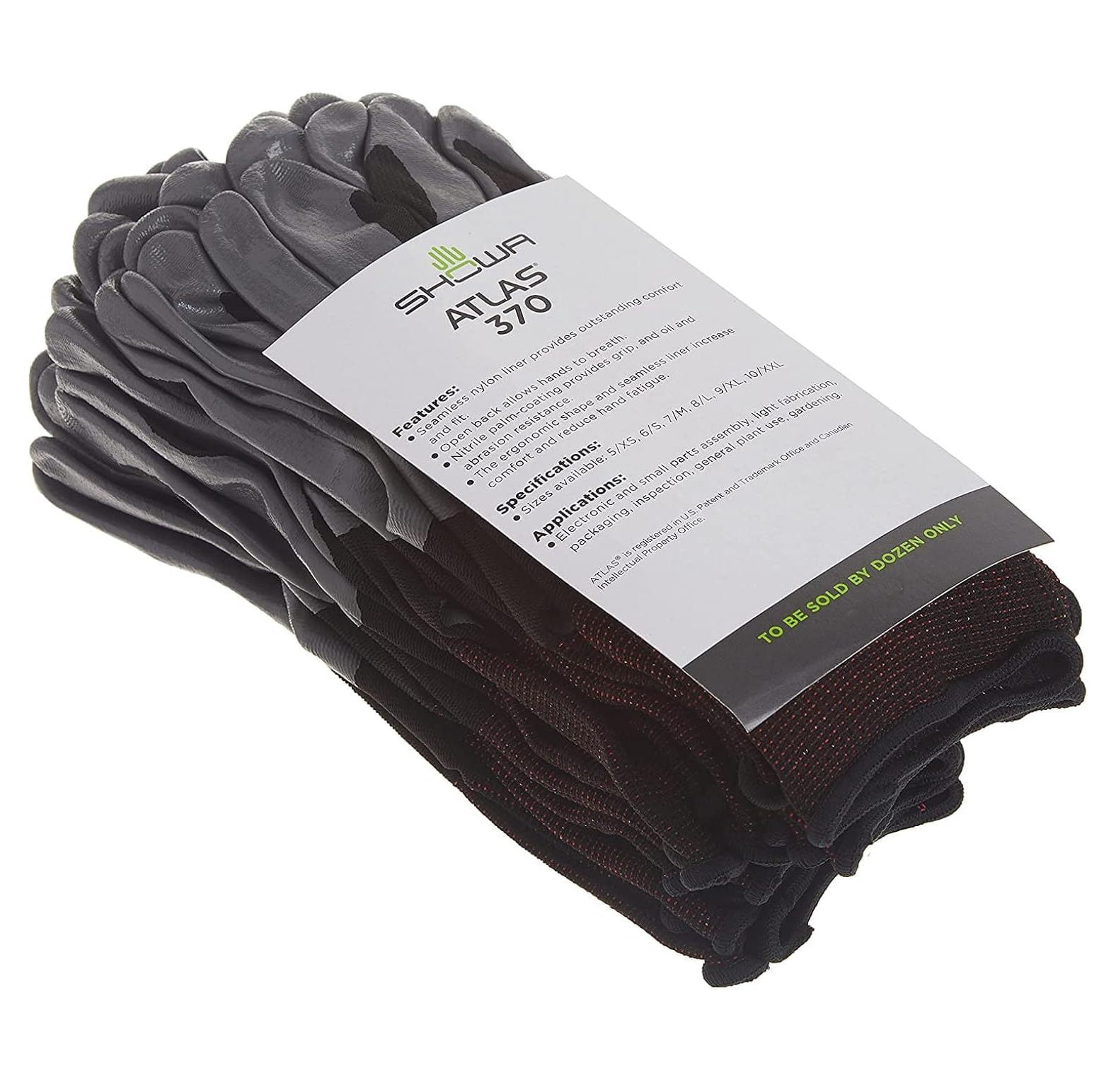 NeosKon Fit 370 Showa Black Small Nitrile Gardening Thin Work Gloves, 12-Pairs