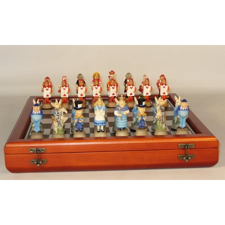 Alice in Wonderland Chessmen on Cherry Chest