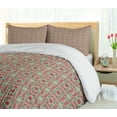 thumbnail image 5 of Ambesonne Ethnic Duvet Cover Sets, Framework Wide Petals, 2-Queen, Maroon Pink Almond Green, 5 of 7