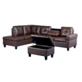 thumbnail image 5 of Kayto Inc 97" Modern And Contemporary Fabric 3-Piece Sectional Sofa With Storage Ottoman Brown, 5 of 5