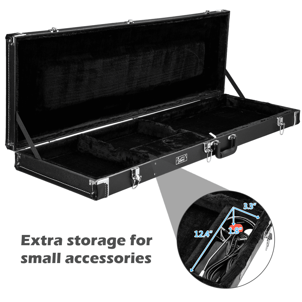 Tcbosik Lockable Hard-Shell Case for Electric Bass Guitars, Black