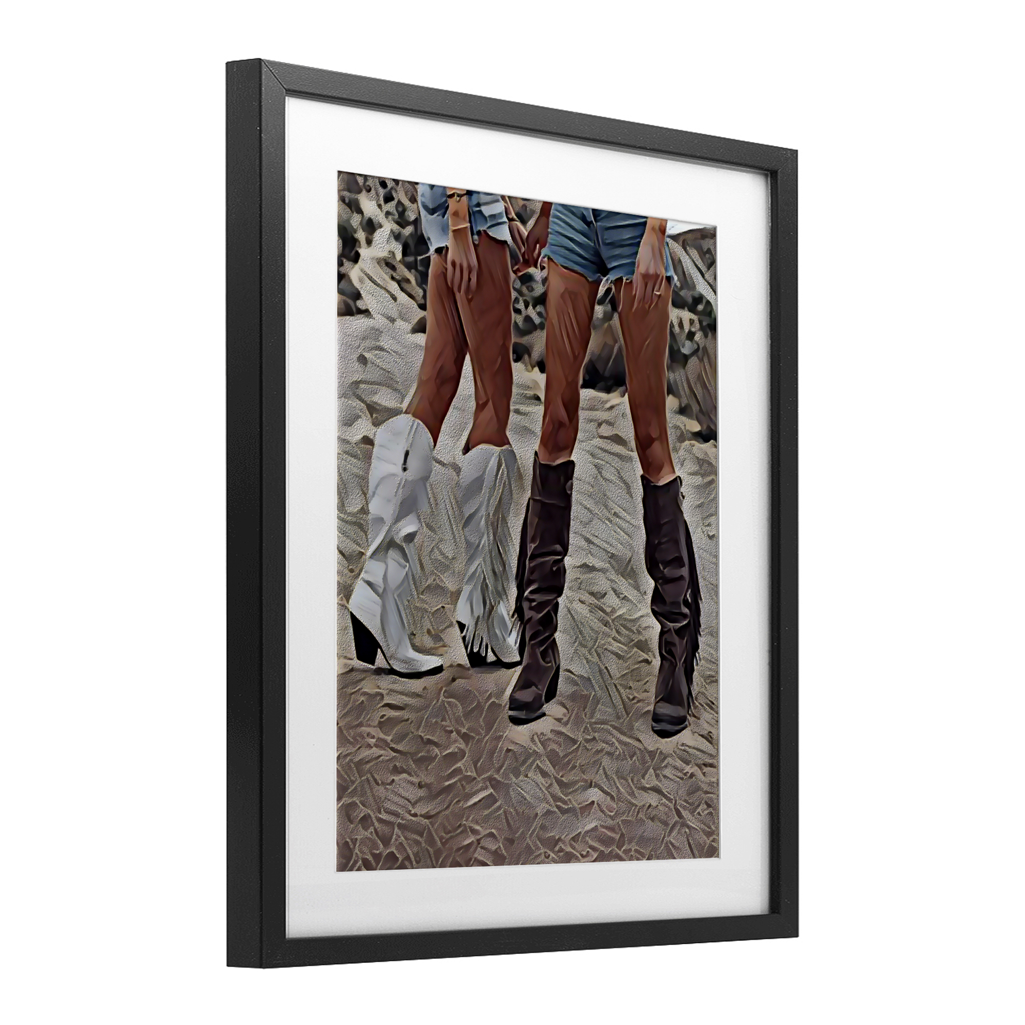 Rodeo Girls Friendship Black Framed Print Under Glass, design by Jesse Keith