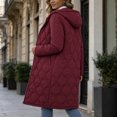 thumbnail image 4 of cocolona Womens Long Quilted Jacket LightWeight Long Sleeve Hooded Zipper Puffer Coat Casual Loose Solid Color Winter Warm Snow Long Outerwear, 4 of 6