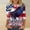 003 Multicolor, variant on 4th of July Shirts Women Cotton 3/4 Length Sleeve Tunic Tops Patriotic American Flag Shirt