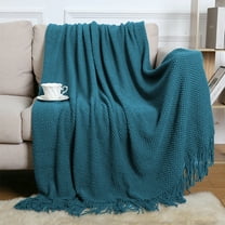 Neoyler Cozy Soft Acrylic Blanket for Sofa or Office Nap Breathable Throw Blanket with Relaxedable Fabric Suit Gift for Women and Home Decor 67.7x50in Blue
