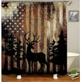 thumbnail image 3 of 4PCS Bear Shower Curtain Set, Patchwork Brown Plaid Woodland Animals Hunting Lodge Cabin Country Rustic Farmhouse Bathroom Decor, Waterproof Fabric Shower Curtain, Non-Slip Bath Mat, 3 of 7