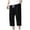Black, variant on Diufon Men's Wide Leg Capri Pants Cotton Linen Drawstring Waist Loose Pant Solid Color Trousers with Pockets