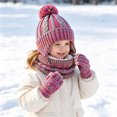 thumbnail image 6 of Fancifize Kids Winter Hat Gloves Scarf Sets, Knit Fluffy Earflap Beanie Hats with Pom Mittens and Strechy Neck Warmer, 3 Piece Outfits, 6 of 7
