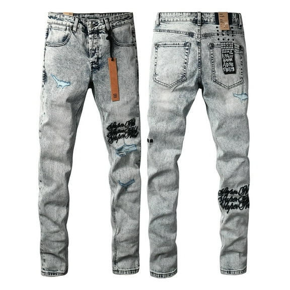 2025 Ksubis Jeans brand Jeans Men's Jeans Casual Comfort Holes Fashionable Straight Skinny Jeans, Ripped Stretch Jeans Denim Pants Menswear 3046 28-40