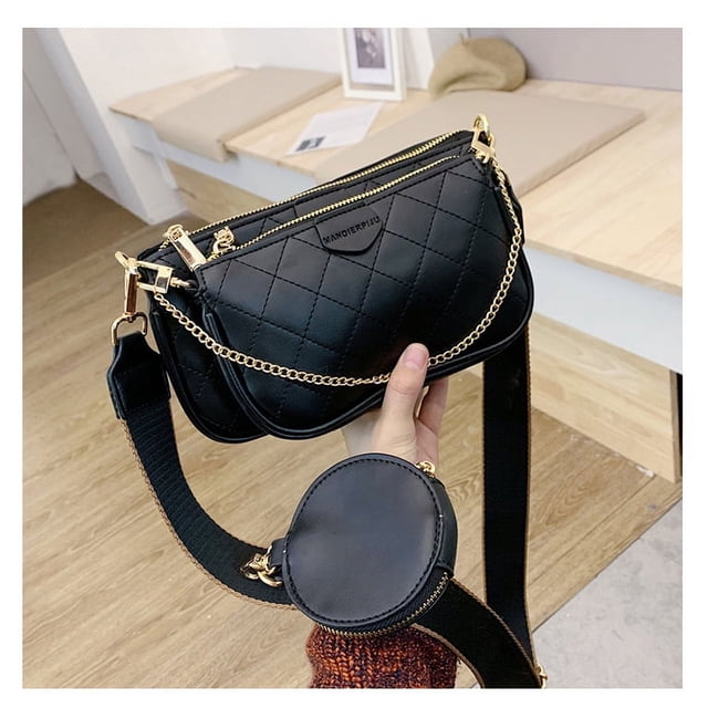 Bolsos cruzados pequeños brillar con monedero lindo bolso de hombro con cadena dorada