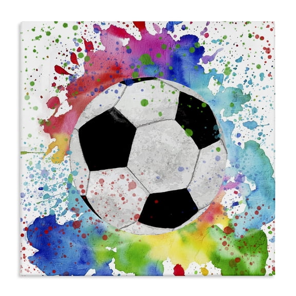 Stupell Industries Contemporary Vivid Splash & Soccer Ball Canvas Art, 17 x 17, by Kim Allen