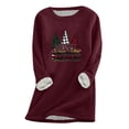 thumbnail image 1 of Qertyioot Grande Taille Tops pour Femmes, Mode des Femmes Impression de Noël Peluche vers le Bas Isolation Manches Régulières Hiver Manches Lâches, 1 of 3