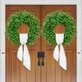 thumbnail image 5 of 28'' Large Boxwood Wreaths Front Door Artificial Green Spring Wreath with Sash Wreaths for Front Door Farmhouse Greenery Year Round Outdoor Indoor for Summer Wreath St Patricks Day Decoration, 5 of 9