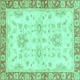 thumbnail image 1 of Ahgly Company Indoor Square Oriental Turquoise Blue Traditional Area Rugs, 6' Square, 1 of 4