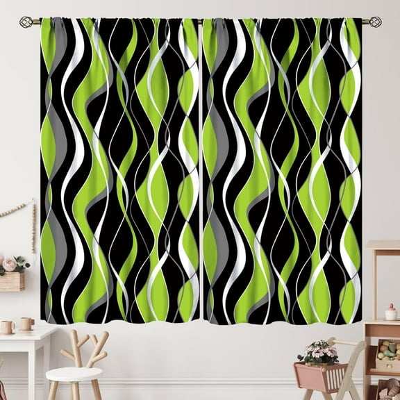 Brown and White Striped Curtains Vertical Stripe Geometric Modern Farmhouse Chic Style Curtain with Rod Pocket for Bedroom Living Room Drapes Window Treatments 2 Panels Set 42x63