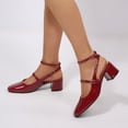 thumbnail image 4 of LuckLilac Women's Square Toe Slingbacks Mary Jane Pumps Patent Leather Chunky Low Heel Buckle Strap Heels sandals Wedding Party Dress Shoes, 4 of 4