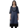 thumbnail image 1 of Moomaya Robes Indiennes pour Femmes Décontractées d'Été Imprimées Manches 3/4 Longue Kurta, 1 of 6