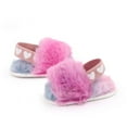 thumbnail image 4 of Baby Girls Warm Fuzzy Slipper Plush Sandals Soft Sole Faux Fur Flats Toddler Prewalker Slipper Elastic Back Strap, 4 of 7