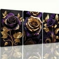 thumbnail image 5 of Golden Rose Canvas Wall Art - Deep Purple and Gold Floral Painting, Frameless Canvas Painting, Suitable for Living Room, Bedroom, Office, Wedding - Small, Medium, Modern Artwork, 5 of 9