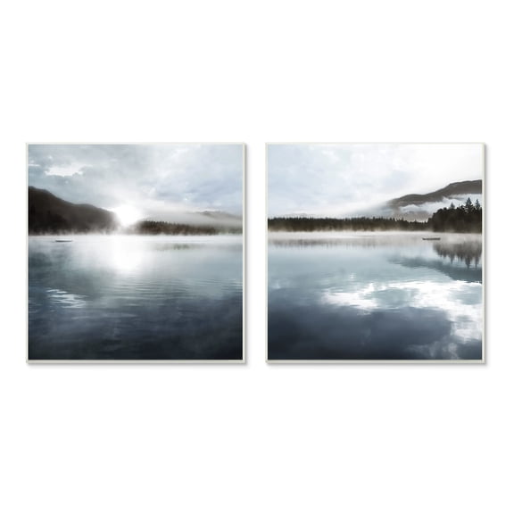 Stupell Industries Misty Morning Lake Water Landscape Tree Forest Mountains, 12 x 12, Design by Carol Robinson
