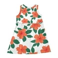 thumbnail image 3 of Girls Dress Hibiscus Flowers and Leaves Sleeveless Dress for Girls Hem A-Line Casual Sundress, 3 of 7